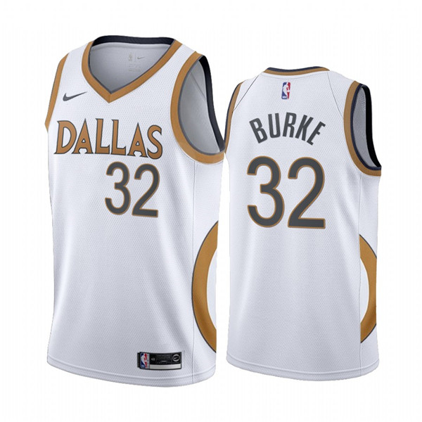 Men's Dallas Mavericks #32 Trey Burke White NBA City Edition New Uniform 2020-21 Stitched Jersey